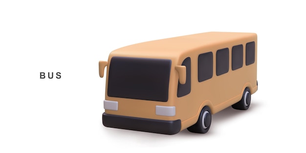 Vector 3d-realistische banner busreistijd op witte achtergrond