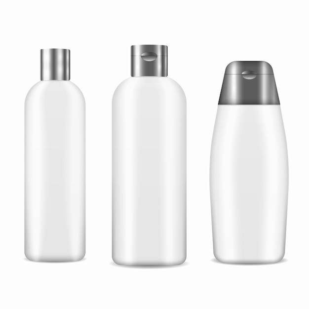 3D-realistische cosmetische verpakkingsmodel Flessen en containers voor schoonheidsproducten Spuitfles Vector