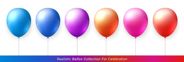 3d-realistische elegante levendige levendige kleurrijke balloncollectie voor feestontwerp