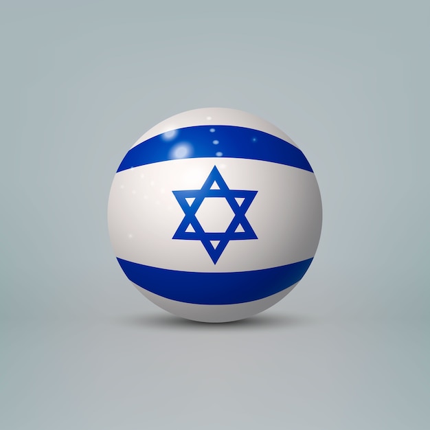 3D-realistische glanzende plastic bal of bol met vlag van Israël