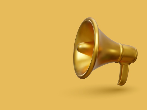 3d-realistische gouden megafoon marketingconcept vectorillustratie