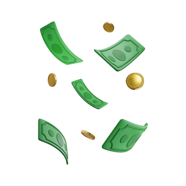 3d-realistische groene dollarbiljetten en gouden munten jackpot en casino winnen ontwerp vallend geld bedrijfsconcept voor banner vectorillustratie