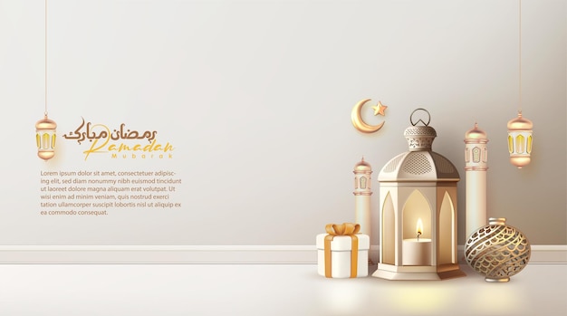 3d realistische islamitische achtergrond voor Ramadan Eid Mubarak Islamitisch Nieuwjaar en Islamitische feestdag Event
