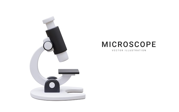 3D-realistische microscoop geïsoleerd op lichte achtergrond Wetenschap farmaceutica en onderwijs concept Microbiologie vergrootglas tool Vector illustratie