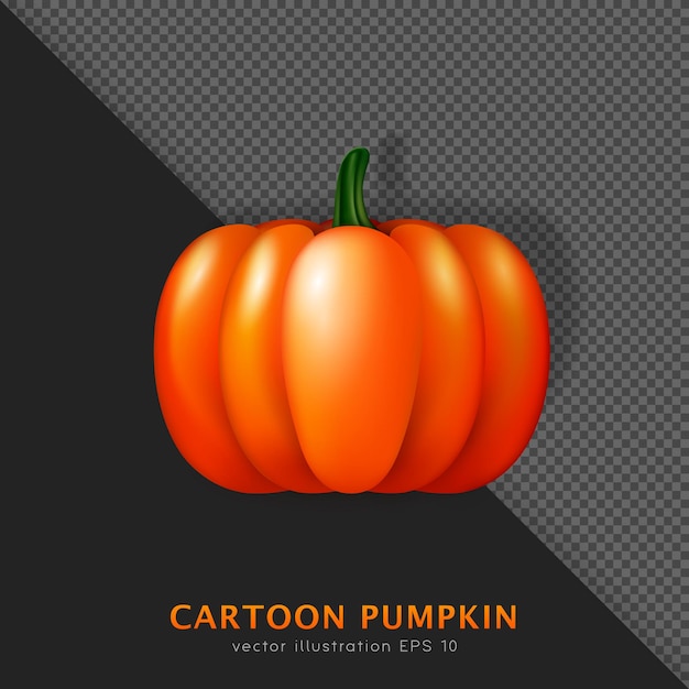 3D-realistische oranje pompoen. Cartoon Halloween of Thanksgiving squash. Vector kalebas met groene stengel