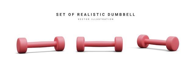 3D-realistische set van rode halters geïsoleerd op witte achtergrond Vector illustratie