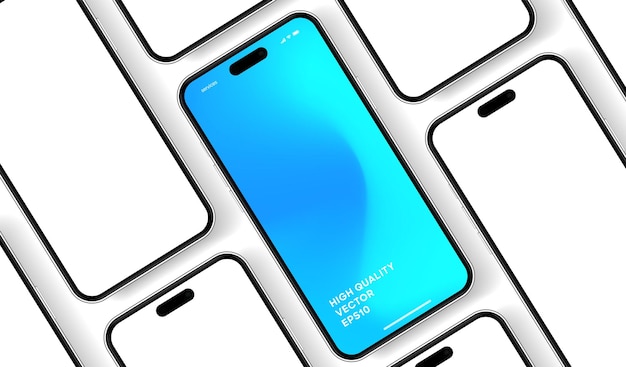 3D-realistische smartphone-mockup van hoge kwaliteit met geïsoleerde achtergrond Slimme telefoon-mockup-collectie