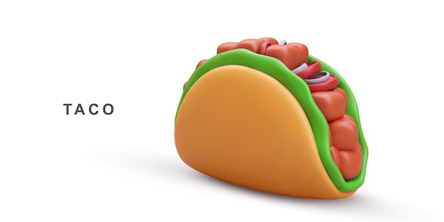 3D-realistische Taco op witte achtergrond