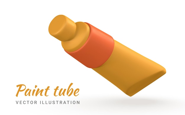 3d-realistische verf tube in cartoon stijl vectorillustratie