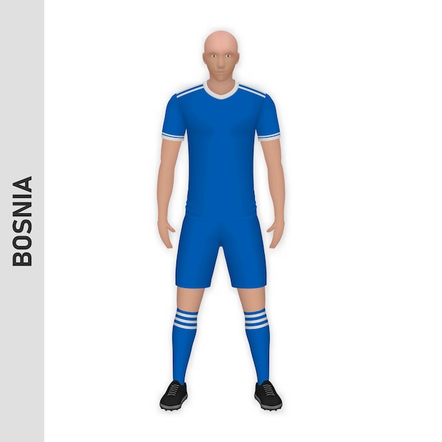 Vector 3d-realistische voetballer mockup bosnië voetbalteam kit temp