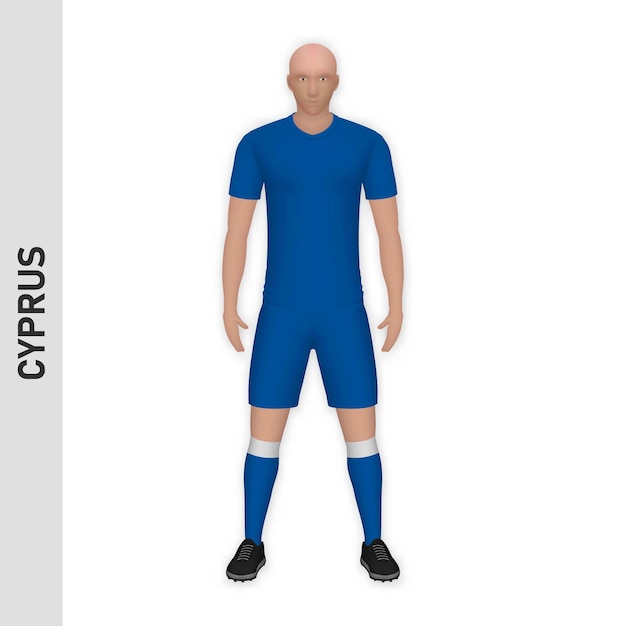 3D realistische voetballer mockup Cyprus Football Team Kit temp