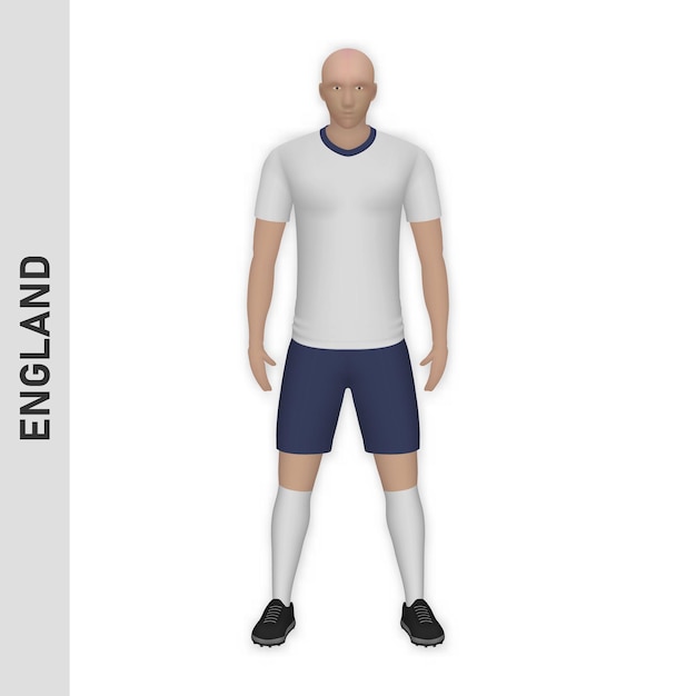 3D realistische voetballer mockup Engeland Football Team Kit tem