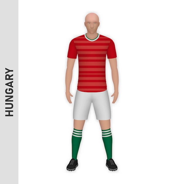 3d realistische voetballer mockup hongarije voetbalteam kit tem