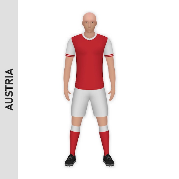 3d realistische voetballer mockup oostenrijk voetbalteam kit tem