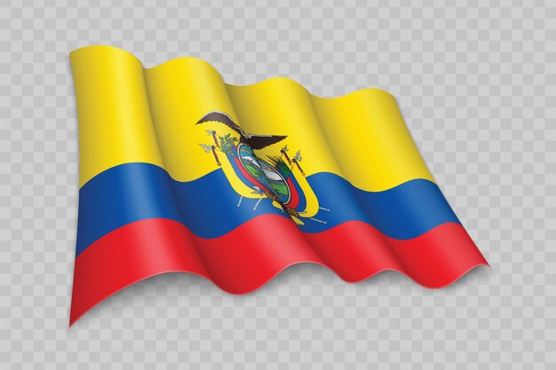 3D realistische wapperende vlag van Ecuador