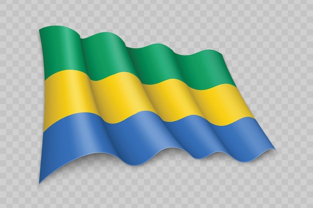 3D realistische wapperende vlag van Gabon