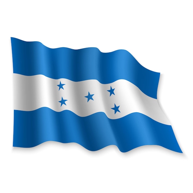 3D-realistische wapperende vlag van Honduras op witte achtergrond