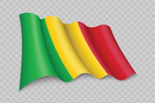 Vector 3d realistische wapperende vlag van mali