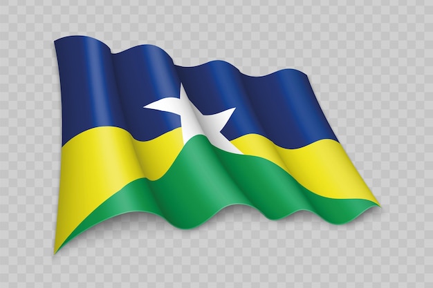 3D realistische wapperende vlag van Rondonia is een staat van Brazilië