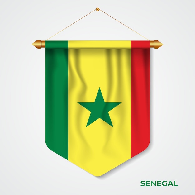 3D-realistische wimpel Senegal met vlag