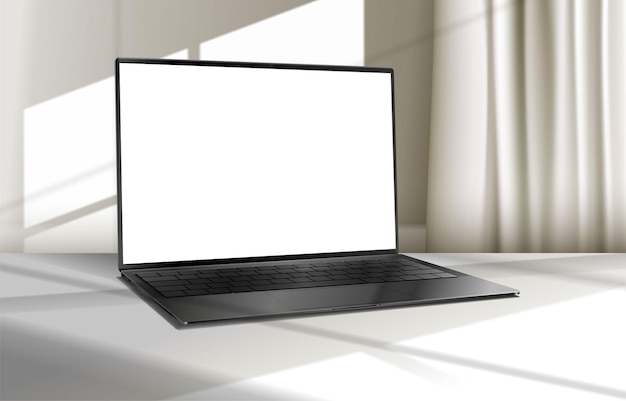 3D realistische zilveren witte laptop mockup sjabloon