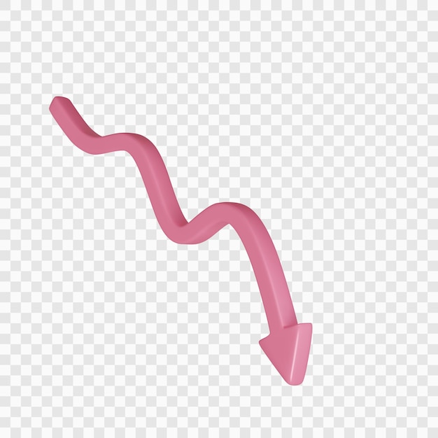 3D Red Arrow Down Торговый инфографический кризис и статистика Падения и спады диаграммы знак Стрелка индикация статистика Векторная иллюстрация