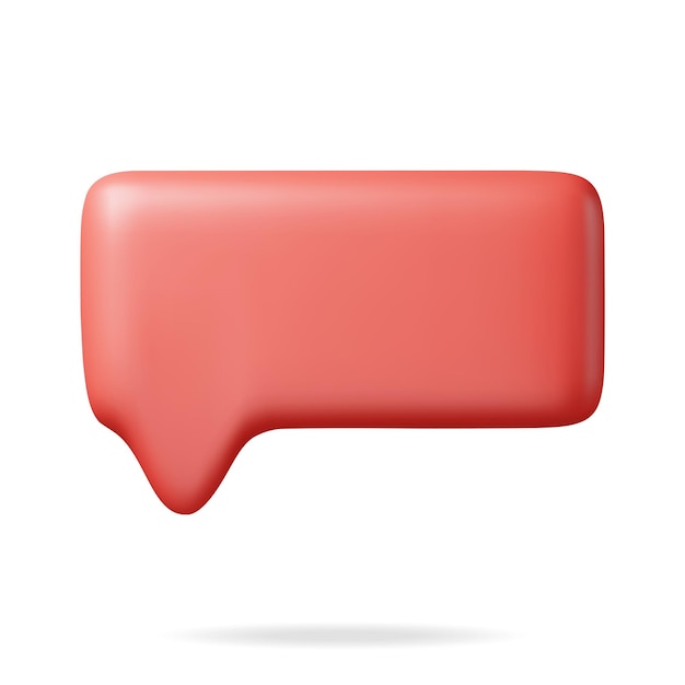 3d red blank speech bubble isolated on white render chat balloon pin notification shape mockup communication web social network media app button realistic vector illustration