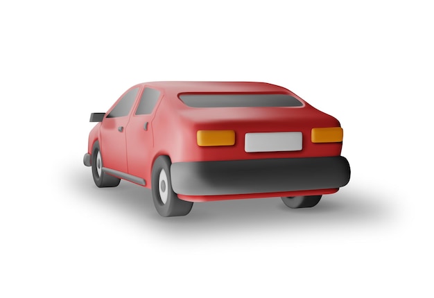 Vector 3d red car vintage model isolated render bright realistic car classic sedan motorvoertuig plastic toy auto advertising voor rijschool carsharing en reparatie service cartoon vector illustratie