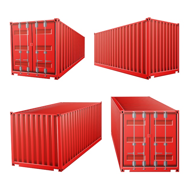 3D Red Cargo Container 