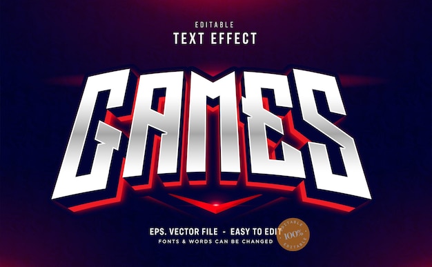 Vector 3d red esport game editable text effect