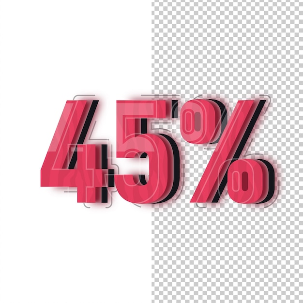 3d red glass effect 45 percent icon with editable background