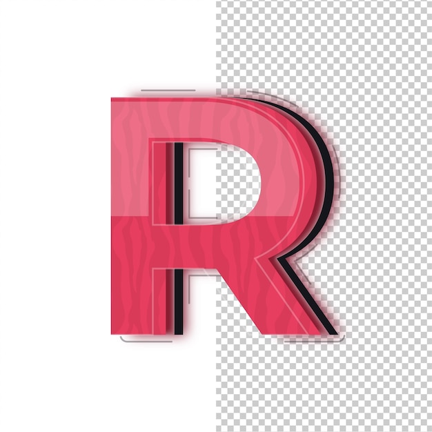 3D レッドグラス エフェクト 文字 R アイコン 編集可能な背景
