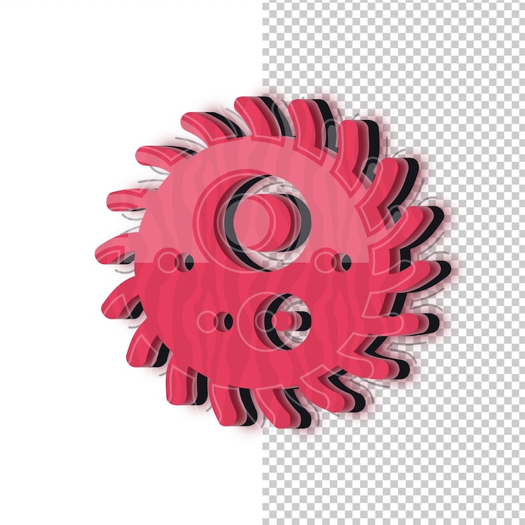 Vector 3d red glass effect virus icon with editable background
