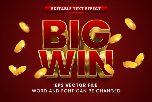 3D red gold big win text effect