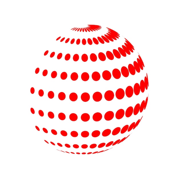 3d red halftone globe vector illustration