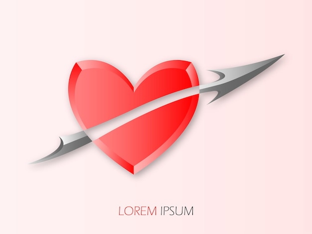 3D Red Heart and Devil Arrow vector valentine