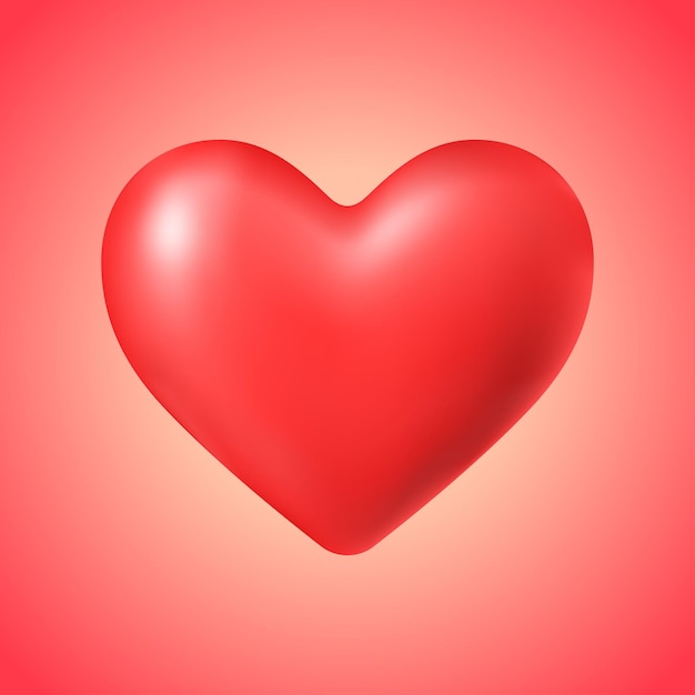 3d red heart on gradient background