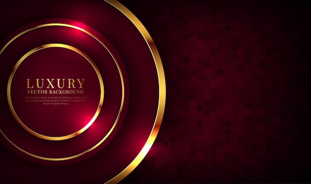 Vector 3d red luxury abstract background overlap layer with golden circles effect decoration