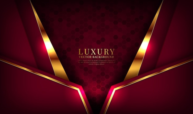 3D red luxury abstract background overlap layer with golden lines effect decoration