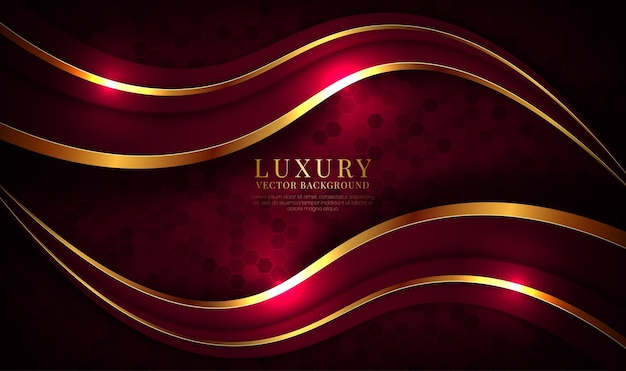 3D red luxury abstract background overlap layer with golden waves effect decoration