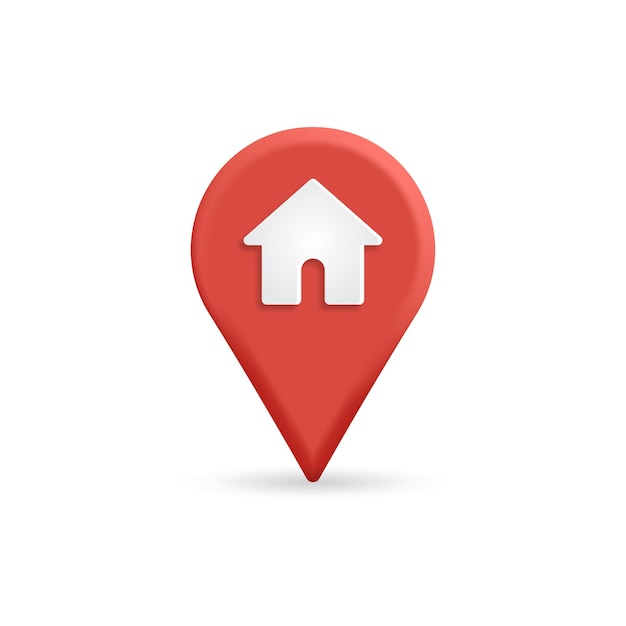 3d red map pointer with house icon vector illustration