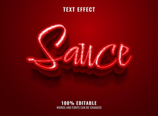 Vector 3d red sauce handwriting text effect