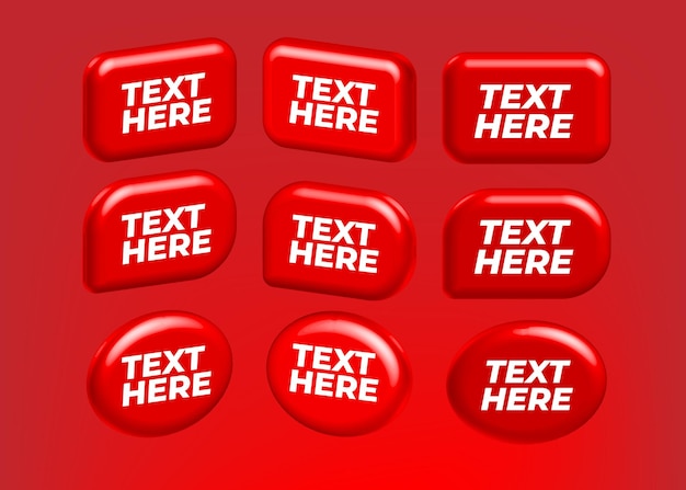 3d red shapes text here vector