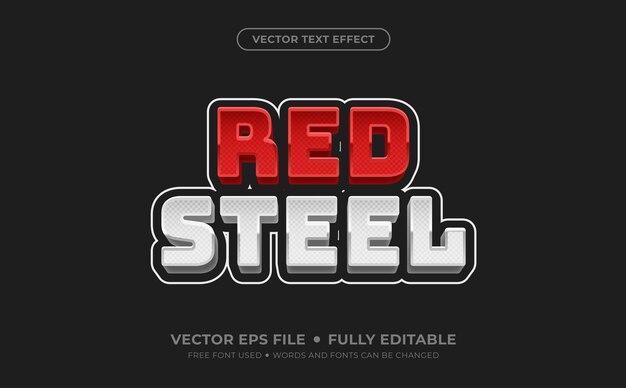 3d red steel editable vector text effect