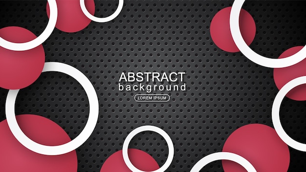 3d red and white circles on black gradient background