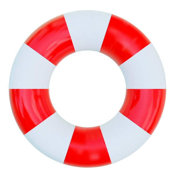3D redding reddingsboei pictogram op geïsoleerde achtergrond rubberen ring of opblaasbare boei rode en witte kleuren Stock vector illustratie