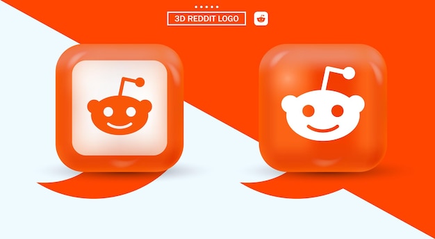 Вектор 3d логотип reddit в современном стиле для иконок социальных сетей - оранжевый квадрат