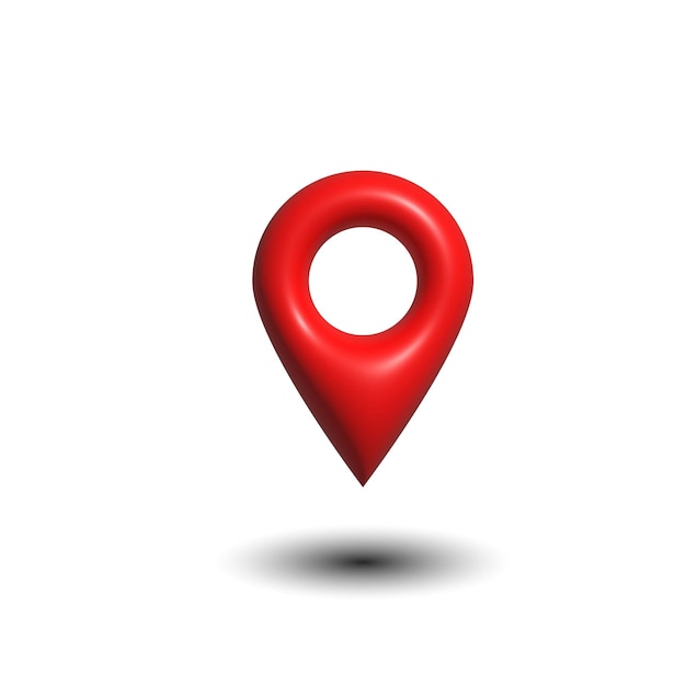 Vector 3d redner location icon red color