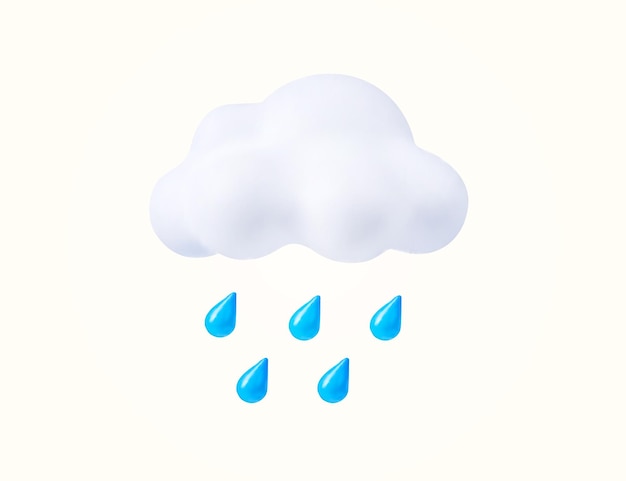3d regenachtige wolk geïsoleerd op achtergrond Pictogram concept voor weersvoorspelling 3d vector illustratie