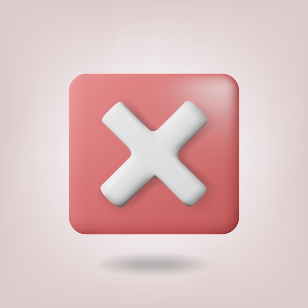 Vector 3d rejection icon red cross sign